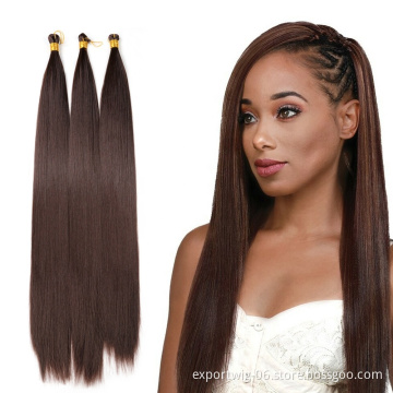 Long Straight Synthetic Bulk Hair Extensions 22Inch High Temperature Hair Bundles silky Braiding Hair pre stretched